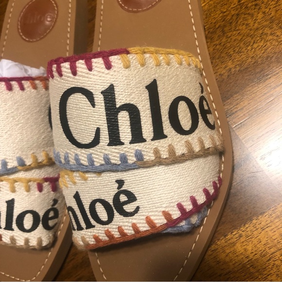 NIB $495 CHLOE Woody Logo Multicolored Stitch Sandals in size 36! - Picture 6 of 16